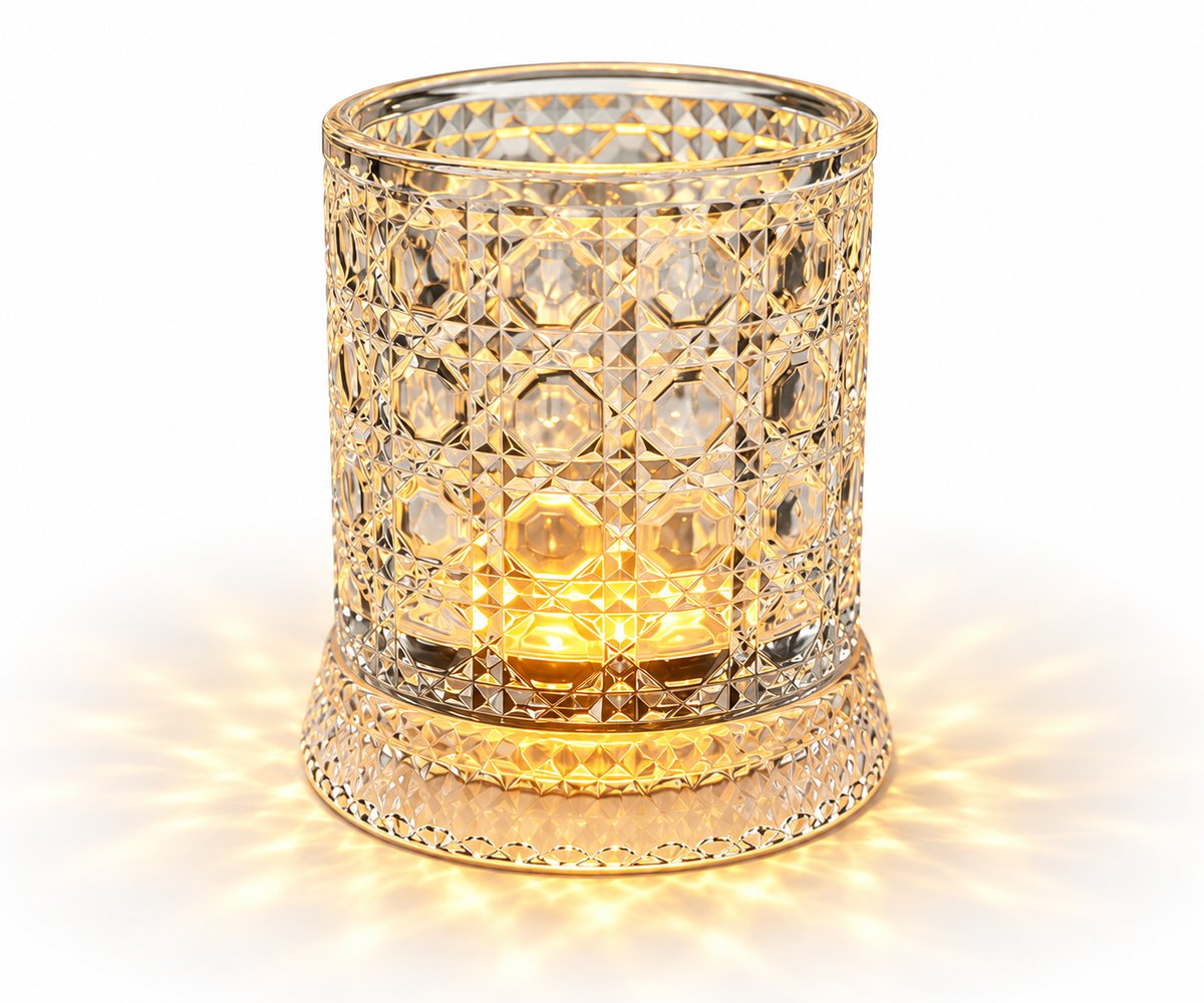 Crystal Rotating Glass with LED Light Base